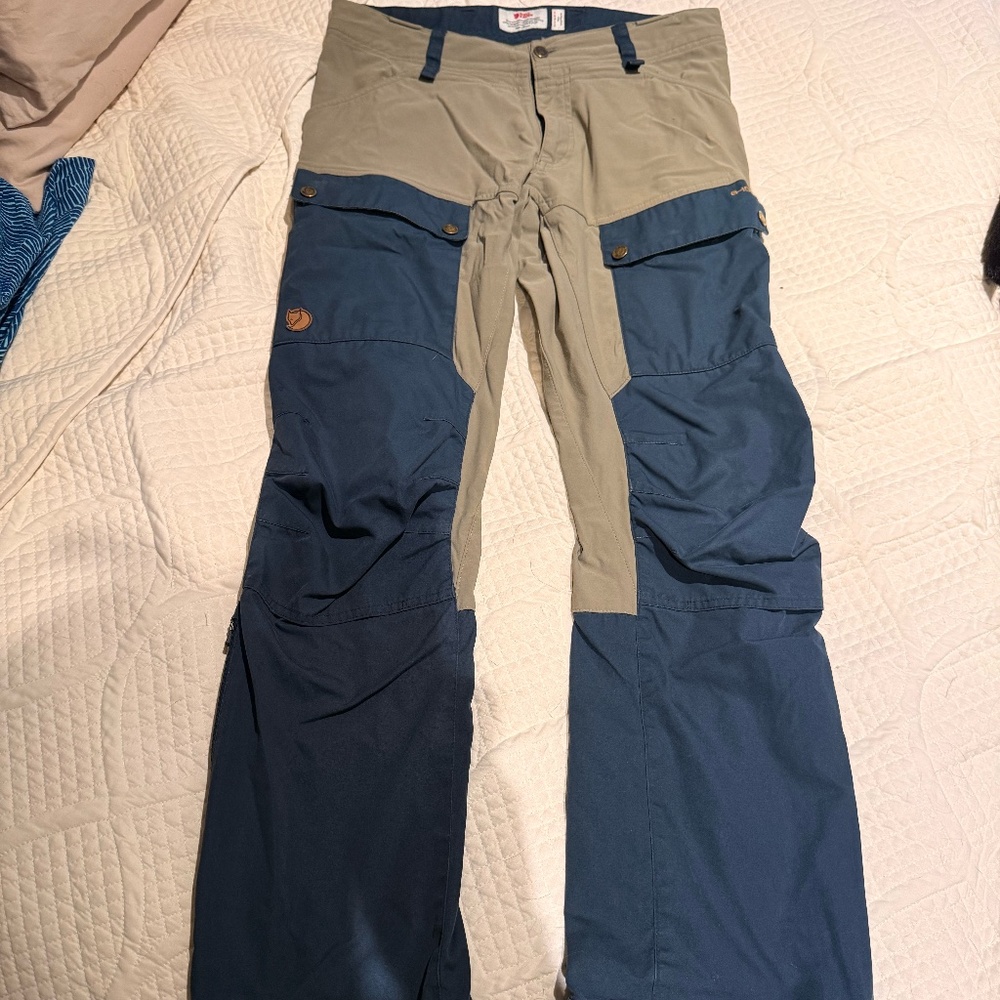 Fjallraven Men's Keb Trousers M Reg EU 44"; US 30-31" - color: Tan/Blue